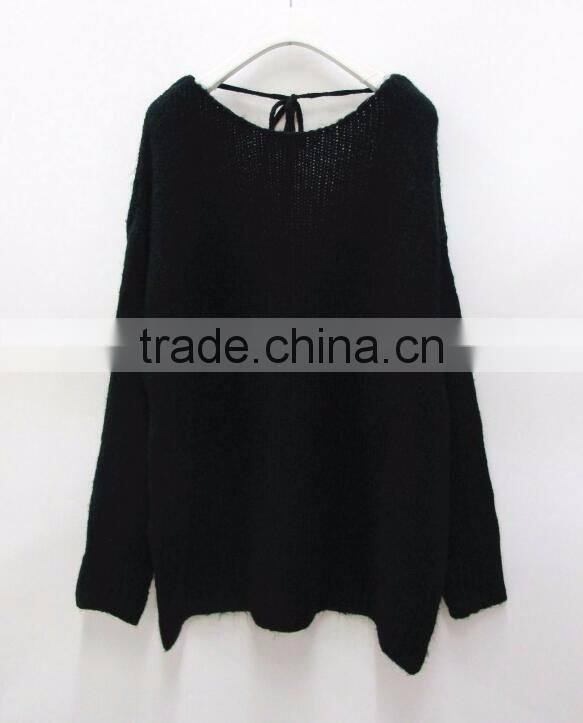 Runwaylover New Design 2017 Ladies Fashion Backless Wool Pullover Sweaters