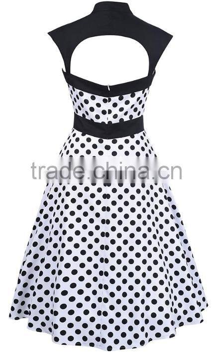 2017 Polka Dot tube top halter flare evening dress for lady