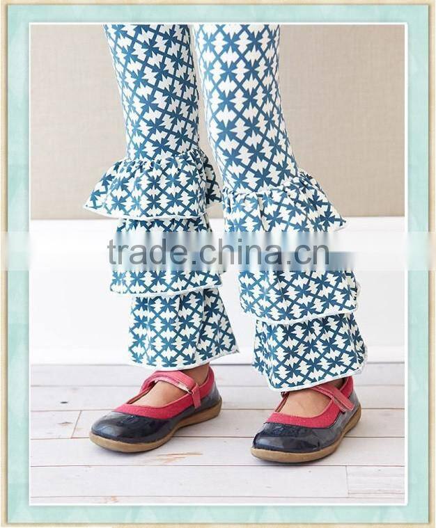 Baby Girls Triple Ruffle Pants Trousers Wearing Under Dress American Posh Girls Pants, 2 Colors