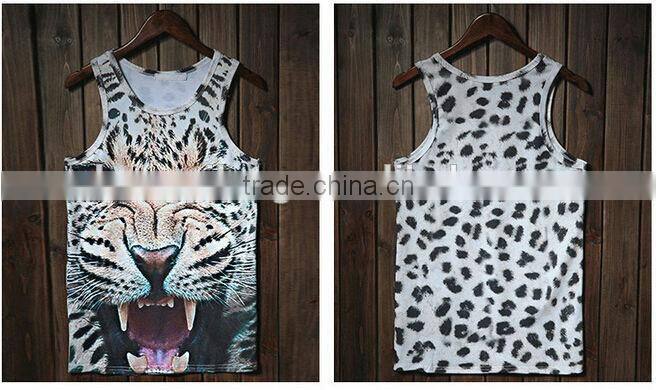 competitive price good sale men's sports gym cool dry wrestling singlet with animal printing