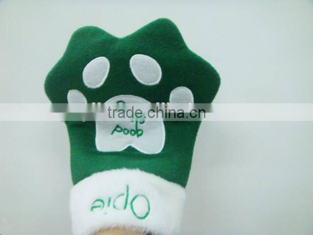 2014 high quality sinle cashmere dog glove bag,dog poop gloves,dog leather gloves