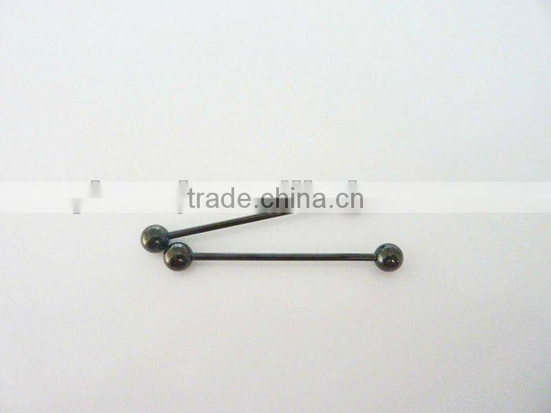 Wholesale New Hot Charm 14G 316L Surgical Stainless Steel plate anodized black piercing industrial barbell tongue ring