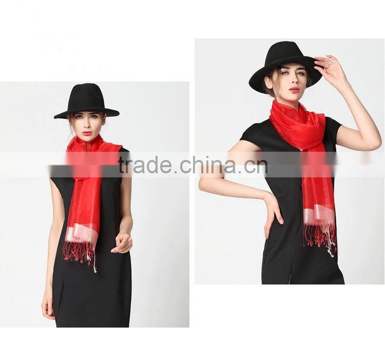 2017 Latest Fashion Organza scarves two layer silk scarf best selling for ladies silk scarf hijab caps