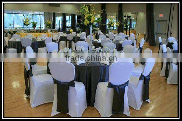 white wedding scuba chair cover with tie band
