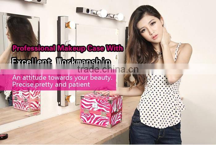 Red Professional Aluminum Beauty Cosmetic Makeup Case Box