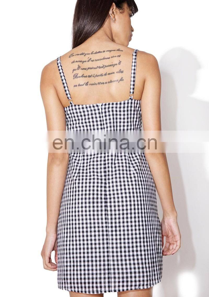 Fancy Gingham Print Clothing New Women Dress Model