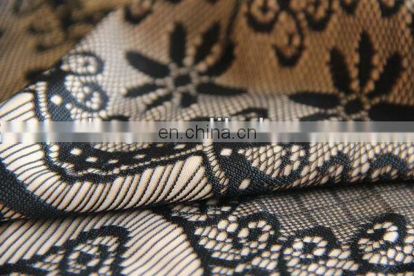 Knit polyester with flower pattern lace coated