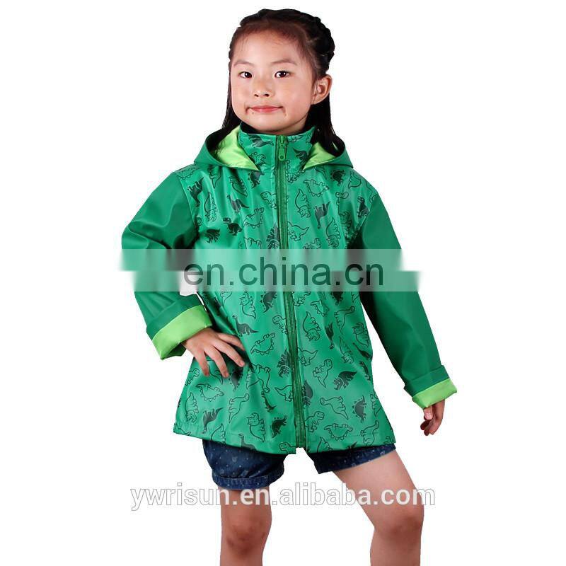 PUKR17004 New Design Kids White PU Rain Jacket For 2-10 Y