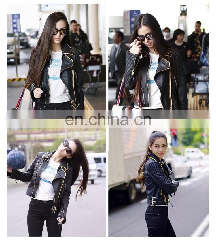 2017 Wholesale Women Real Leather Coat Lady Spring Overcoat