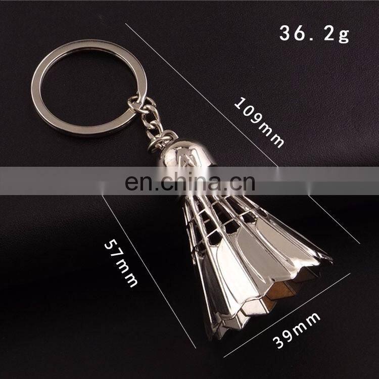 New Arrival zinc alloy 3D badminton sport keychain For Creative gifts