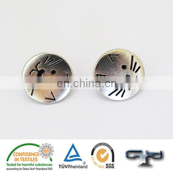 Cartoon shape metal jeans button shank button with plastic insert
