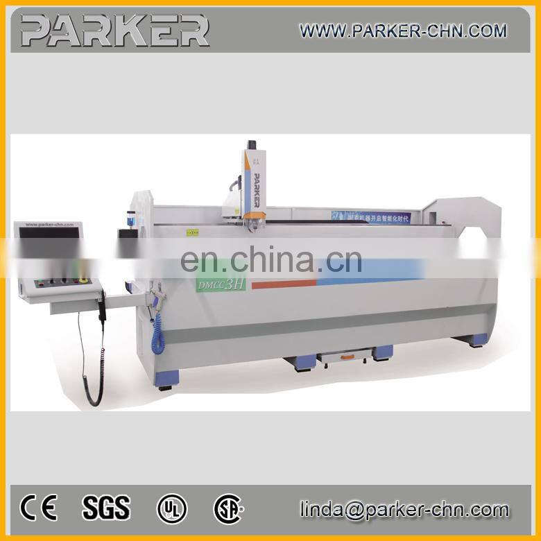 Aluminum Window Door Frame Making Machine 3 Axis CNC Double Head Cutting Saw