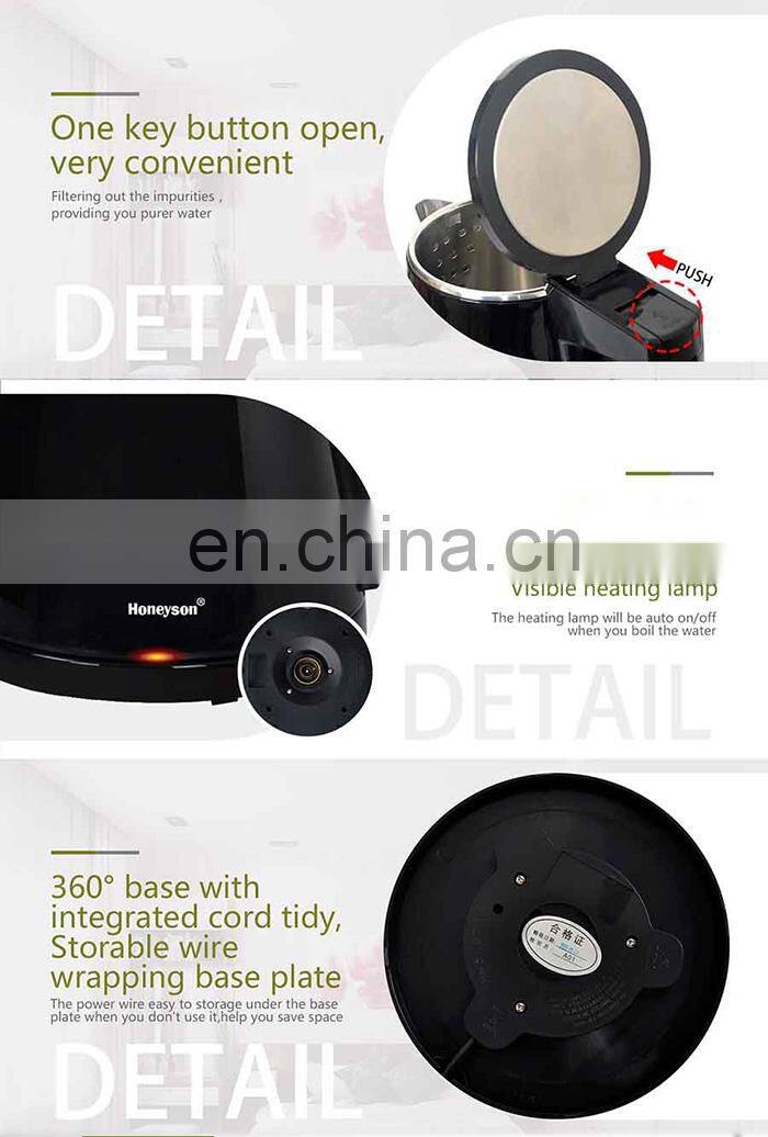 Honeyson water kettle for hotel electric stainless steel 304 supplier 1000W 1.2L
