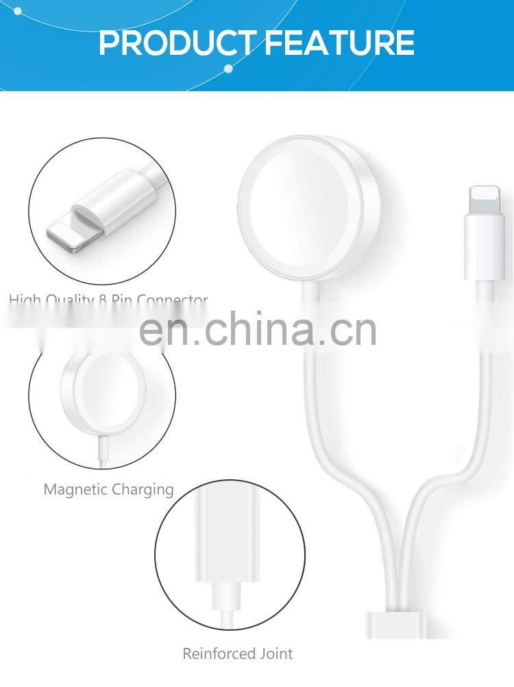 2 in 1 mobile phone 8 pin usb data fast charging cable Magnetic Wireless Charger pad for watch