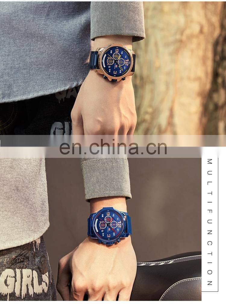 MINI FOCUS MF0229G Simple Calendar Watch With Date Quartz Chronograph Stainless Steel Watches Men Wrist