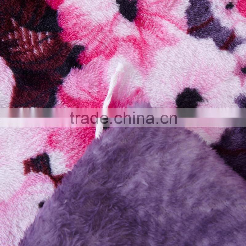 Wholesale alibaba China purple luxury European size duvet covers flower pattern flannel fleece bed cover sets