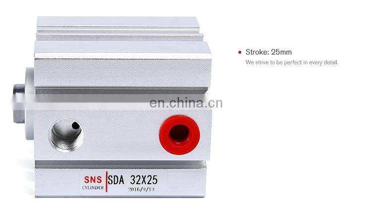 SNS SDA32X25 pneumatic double acting small thin compact air cylinder