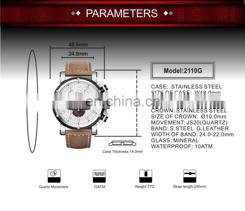 Relojes Para Hombre luxury Mens Wrist Watch Chronograph Sport Quartz Watches Relogio Masculino Leather Watch Mens Wrist