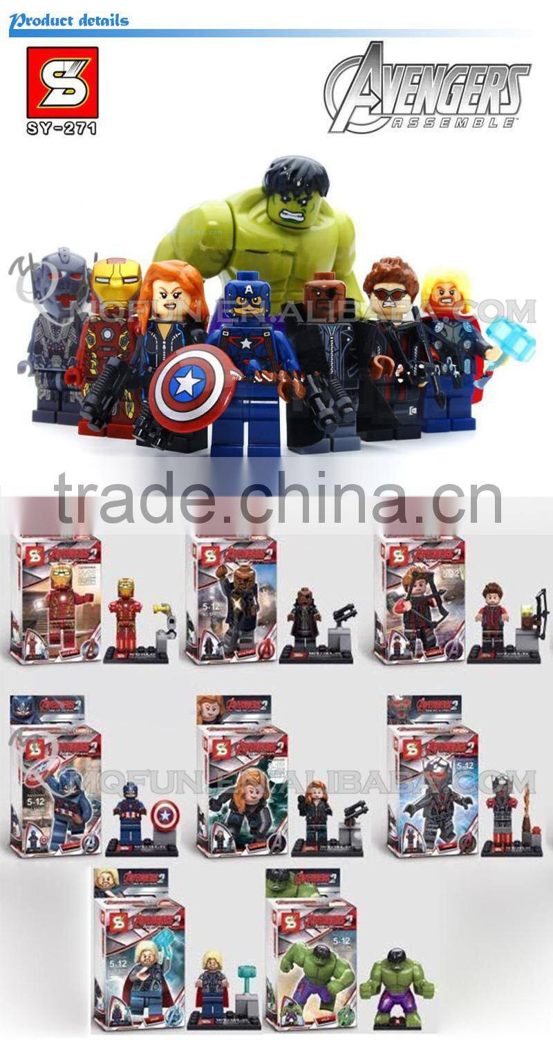 Mini Qute Senye 8pcs/set Marvel Avenger super hero Batman spiderman building block action figures educational toy NO.SY 271