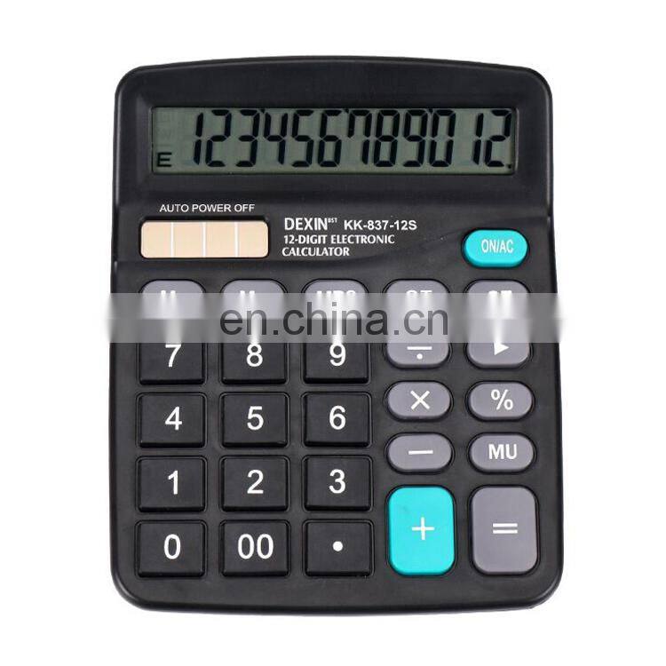 Factory Supply Original Dexin 12 Digit Dual Power Desk Real Solar Energy Cheap Two Power AA Battery Desktop Office Calculator