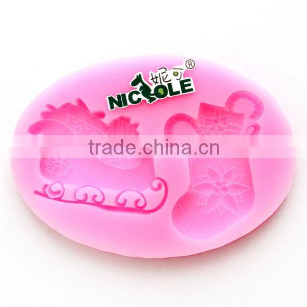hot sale christmas motive shape silicone fondant cake molds