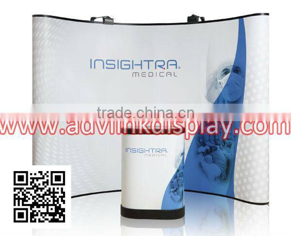 3x3 Curved Pop Up Fair Backdrop Pop Up Case to Podium