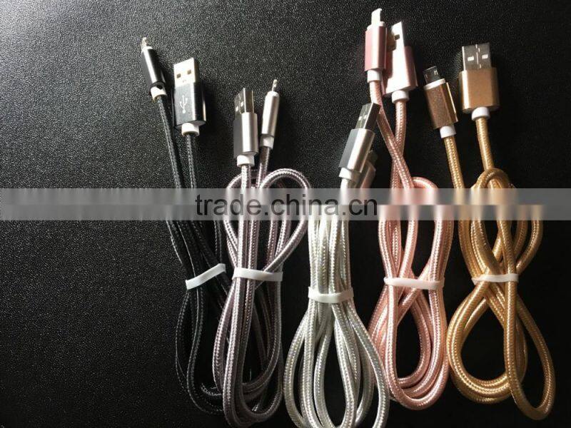 hot products wholesale high speed braided 2 in 1 charging data micro usb cable