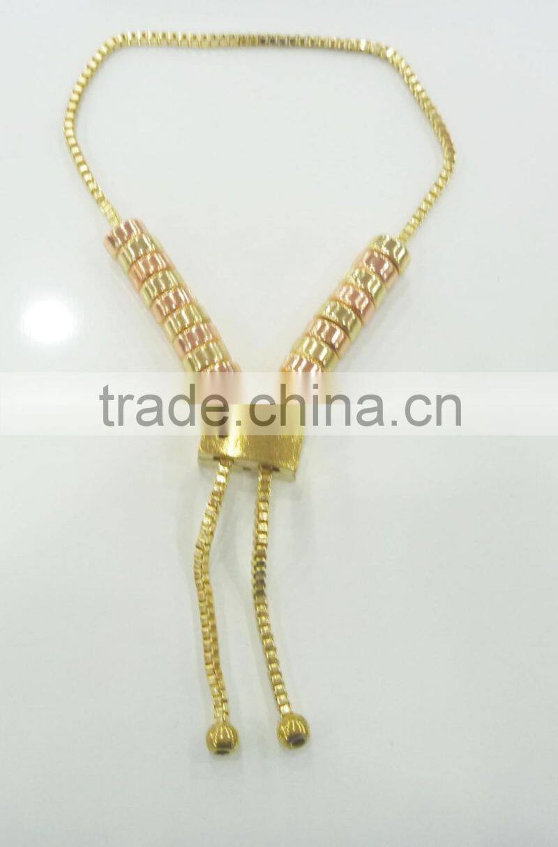 FASHION 2 TONE PLATE MAGNETIC BEADED BRACELET