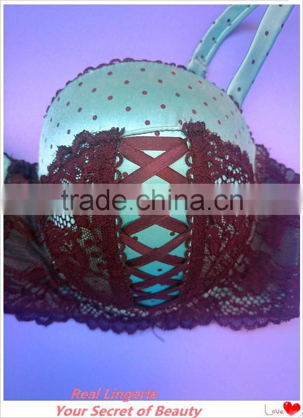 Plus Size Satin Bra w/Lace Up, High Quality Bra