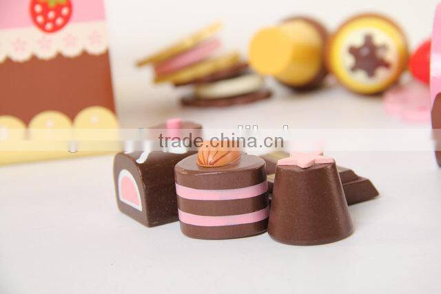 Wooden toy chocolate cake set ,wooden kitchen sets toy for kids