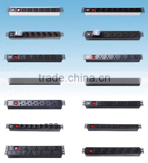 10A 19"1.5U 8ways with air break switch Universal type PDU Power Distribution Unit