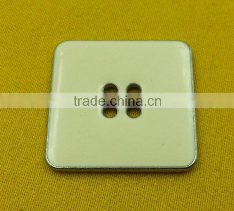 28mm Square shape 4 holes metal button with cream enamelled for Dress -- MS3361