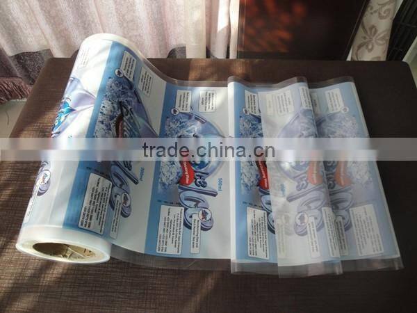 plastic film roll for water sachet 500ml/pure water plastic packaging/450ml juice packaging bag
