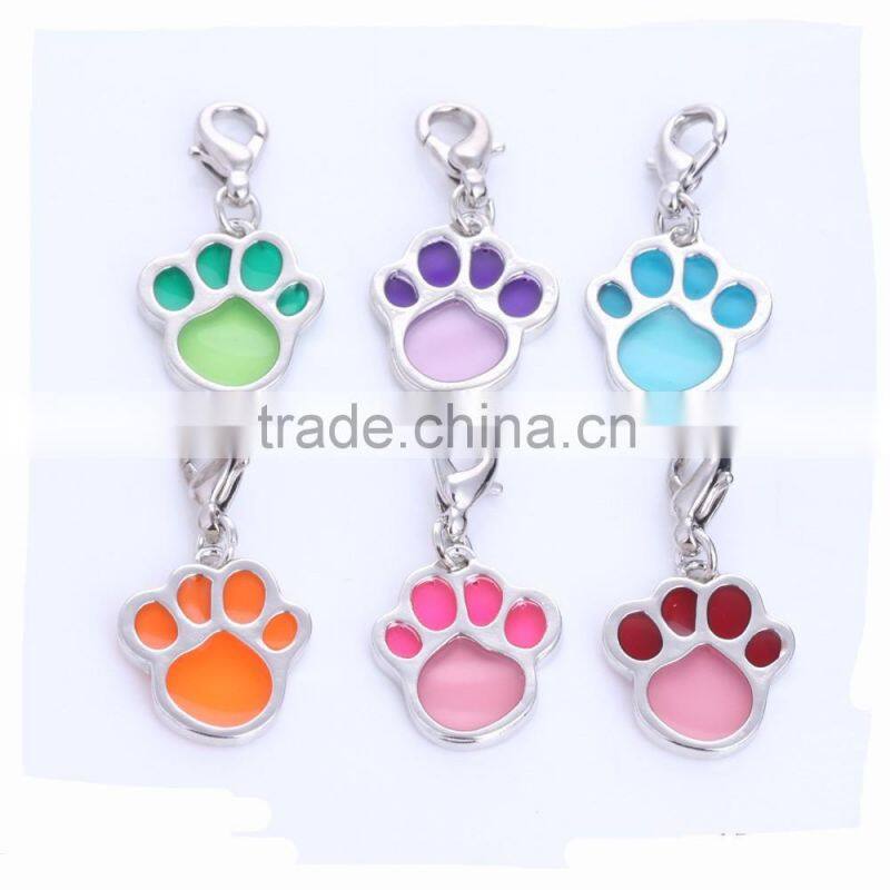 Custom Made Dog Accessories Transparent Enamel Dog Paw Print Charms