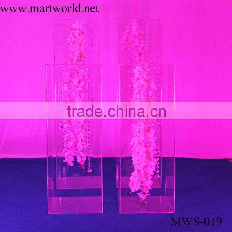 wedding decoration 80 cm height transparent acrylic box for wedding decoration flower stand(MWS-019)
