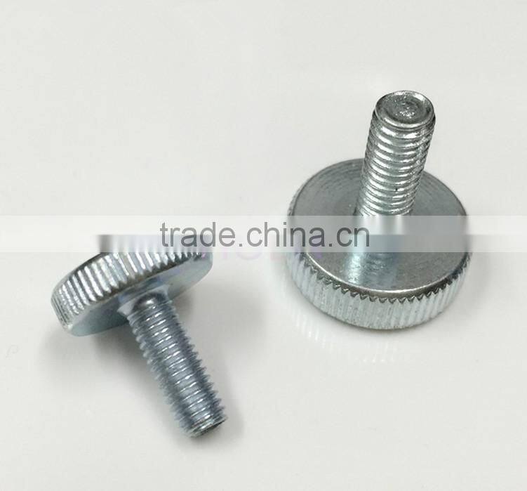slotted recess flat head carbon steel knurled thumb step screw