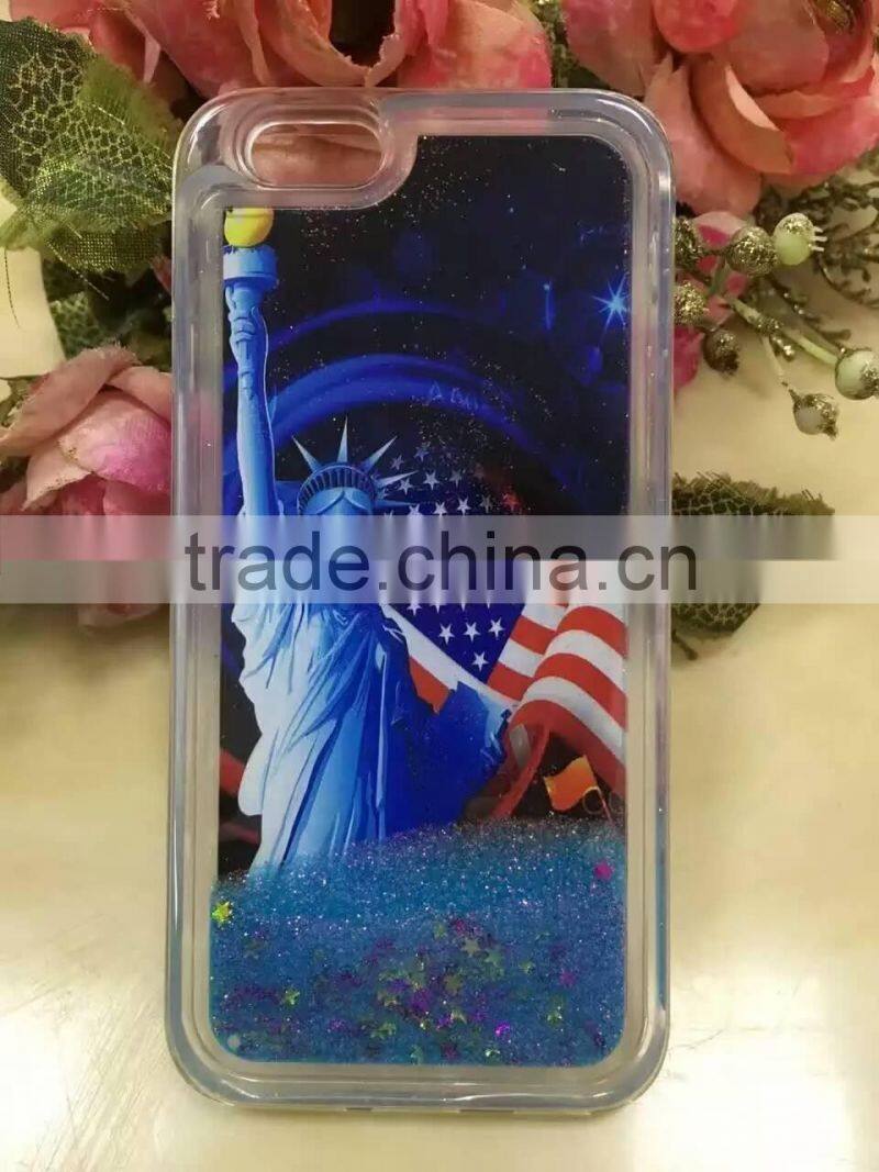 USA UK Flag Liquid Glitter Stars Bling Moving Latest Design TPU Case Cover For iPhone & Samsung