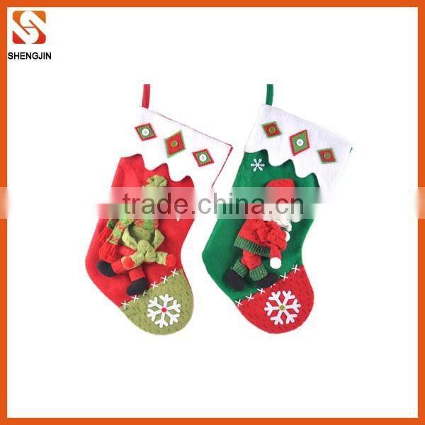 Traditional snowman and Santa stocking
