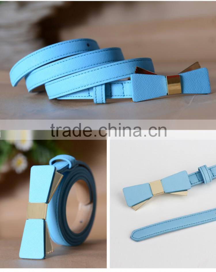 2016 fashion stylish PU ladies dress belt for woman with bowknot