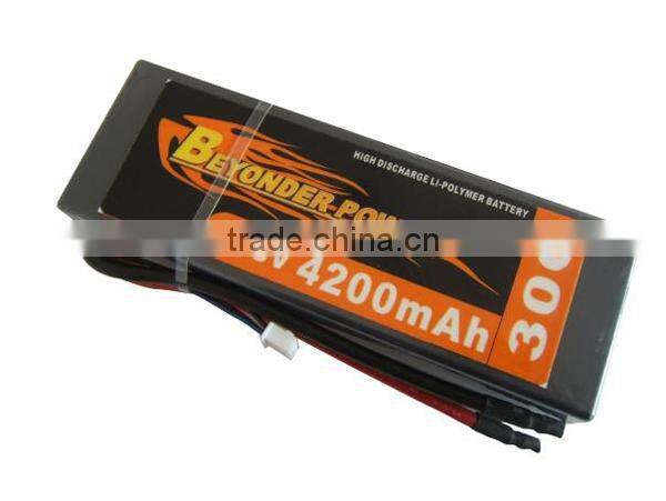 Wholesale price lipo rechargeable lithium jump starter 3.7v rc battery 4200mAh, remote control RC battery OEM size made in China