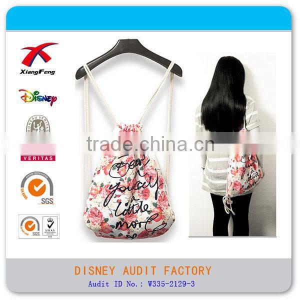 Fashion Foldable Drawstring Bag, Foldable Jute Bag, Printed Drawstring Bag