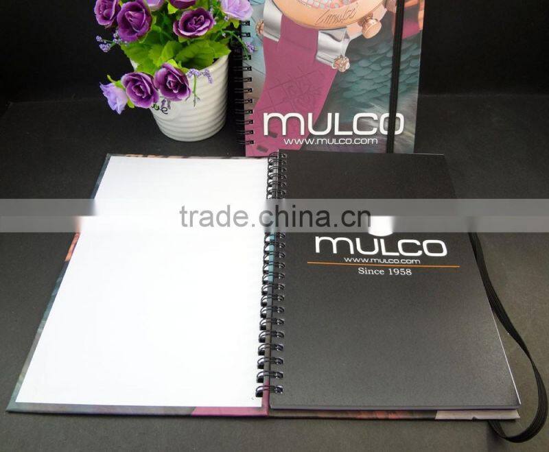 A5 paper hardcover spiral journal with black elastic band