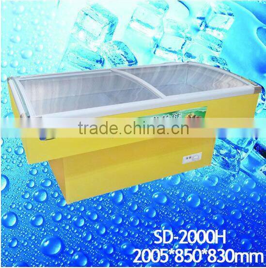 SD-1400D island freezer glass door chest freezers commercial fish barbecue freezer