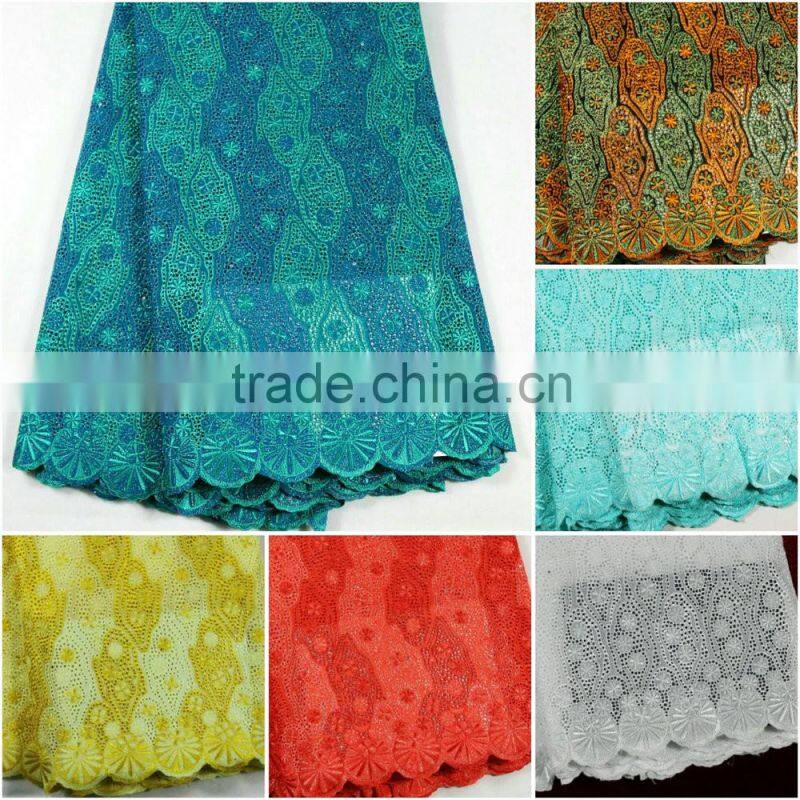 2015 new arrival bule 100 % cotton big voile lace polish lace fabrics wholesale