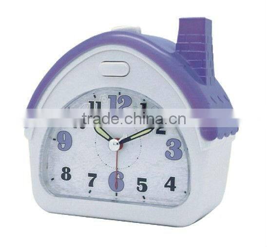 Cute Plastic house-shaped table alarm clock,lovely desktop clock, colorful clock
