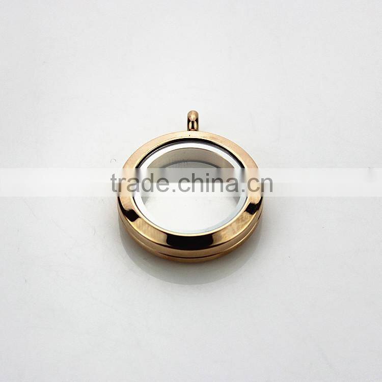 Beautiful 316L Stainless Steel Screw Rainbow Colors Plain 25mm Floating Glass Lockets Pendant
