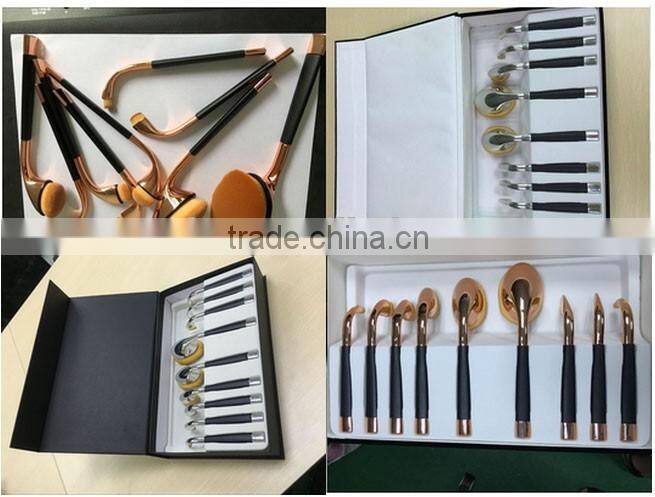 Rose golden 9 pieces gift box packing personalized custom logo makeup brush