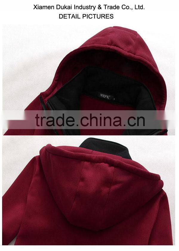 Men's knitted jacket with hood, men's jacket with inner placket, men's fleece jacket