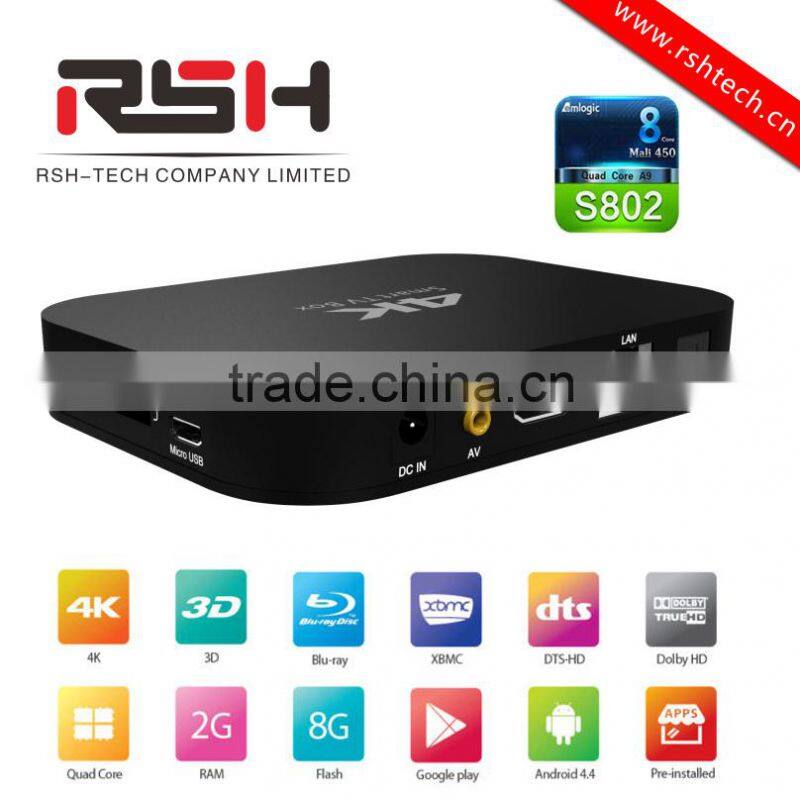S812 IPTV Box Android 4.4 Kitkat OS 4K Preloaded Kodi 14.1 HDMI Streaming media player 2GB/8GB 4K smart tv box