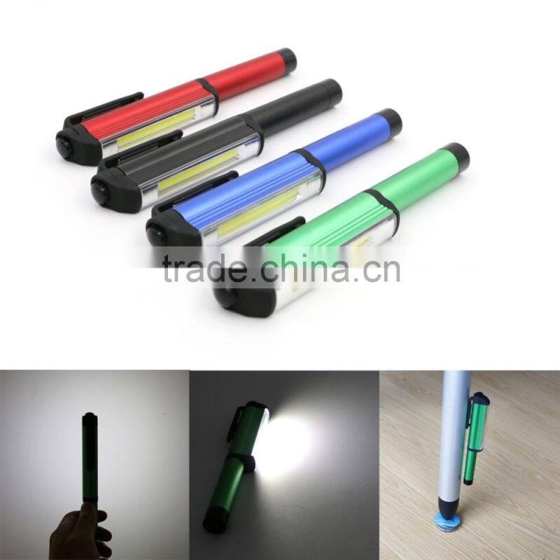 Hot mini pen flashlight Aluminum waterproof with pen holder can be placed pocket